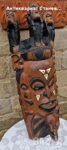 Тежка и масивна маска дялана от цяло дърво, снимка 14 - Декорация за дома - 53341249