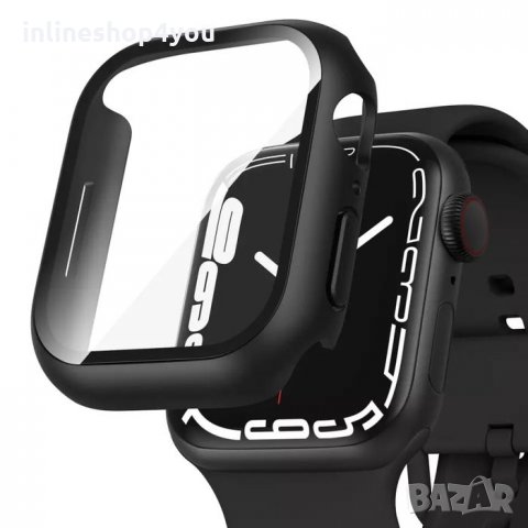 Кейс + Стъклен Протектор за Apple Watch 7 6 5 SE 40 41 44 45mm 3D 5D, снимка 1 - Аксесоари за Apple - 35406990