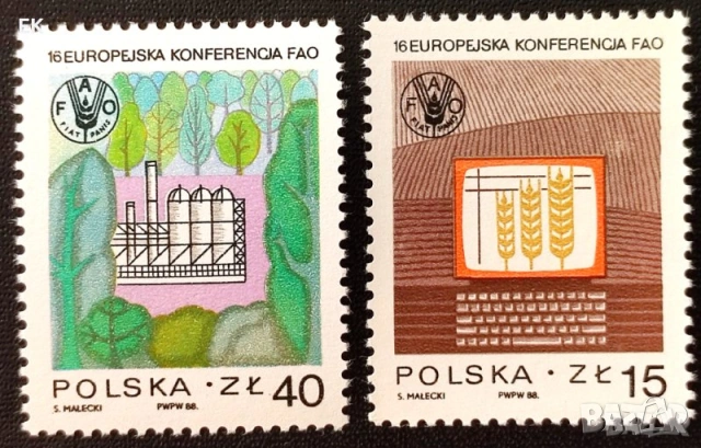 Полша, 1988 г. - лот от марки на тема насекоми, часовници, ВСВ, ордени, личности и др., снимка 3 - Филателия - 53304707