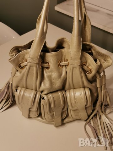 Бяла чанта Естествена кожа размер височина 30/ 25 см дължина см кръгло дъно-, снимка 4 - Чанти - 32037779