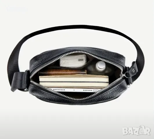 Мъжка универсална черна чантичка с висулка (естествена кожа)!, снимка 7 - Чанти - 49325849