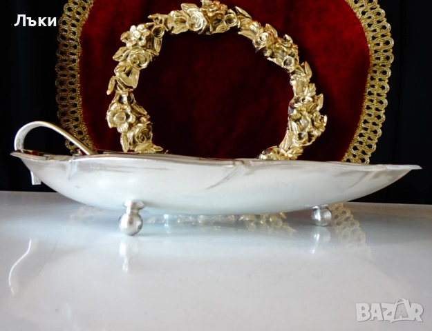 Посребрена фруктиера Листо на Hoka Germany. , снимка 3 - Антикварни и старинни предмети - 52776988