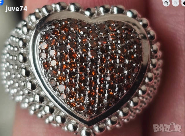 СРЕБЪРЕН ПРЪСТЕН С ЕСТЕСТВЕНИ ЧЕРВЕНИ ДИАМАНТИ  СЕРТИФИКАТ, снимка 7 - Пръстени - 54038967