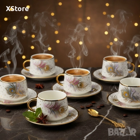 Луксозен сервиз за кафе – елегантност, която превръща всяка глътка в ритуал, снимка 4 - Сервизи - 52014509