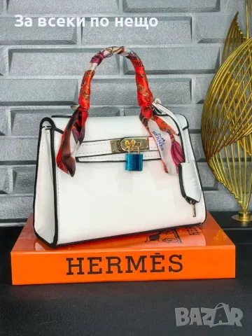 Hermes Дамска Чанта С Панделка/Шарф И Катинар Хермес - Различни Цветове Код SEM-687, снимка 4 - Чанти - 55965493