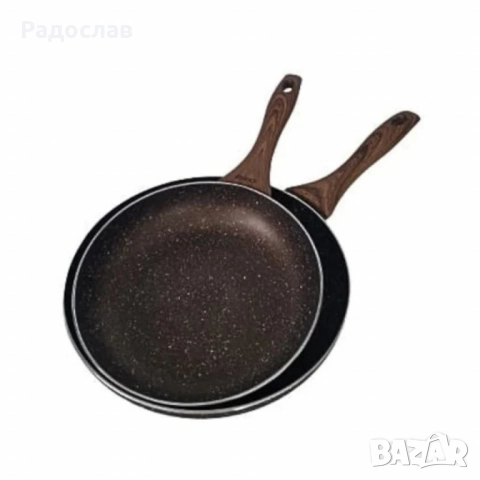 Комплект тигани 9Tnine-4419, 22/26см, Мраморно покритие, Кован алуминий., снимка 2 - Съдове за готвене - 51497371