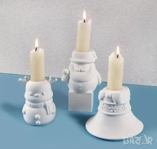 Молдове снежен човек, камбанка и елен за свещници , снимка 5 - Форми - 50741924