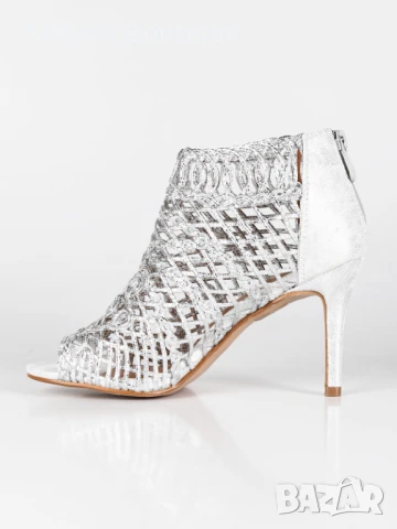 Сребристи сандали на ток, снимка 6 - Сандали - 51245863