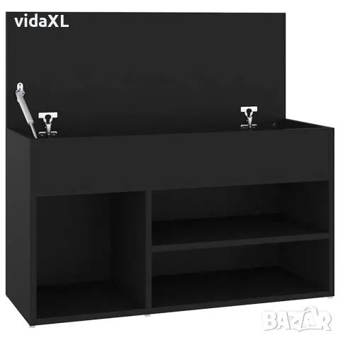 vidaXL Пейка за обувки, черна, 80x30x45 см, инженерно дърво, снимка 5 - Маси - 56147834