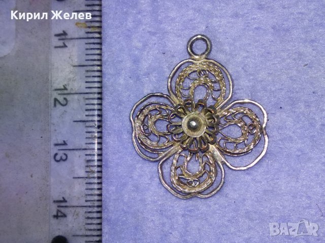 СТАРИННА ФИЛИГРАННА ПОСРЕБРЕНА МЕДНА ВИСУЛКА МЕДАЛЬОН ЧЕТИРИЛИСТНА ДЕТЕЛИНА РЪЧНА ИЗРАБОТКА 40092, снимка 8 - Антикварни и старинни предмети - 42855334