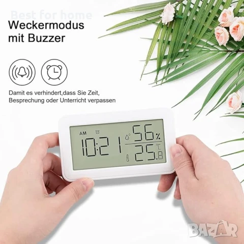 Термометър , хигрометър  будилник, LCD дисплей Seprendi (бял или черен), снимка 2 - Друга електроника - 50808188