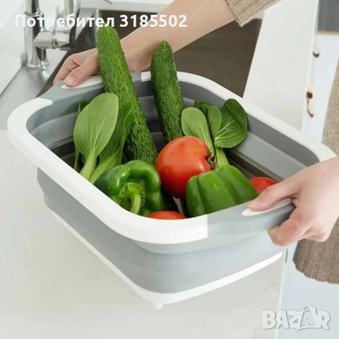 Многофункционална сгъваема дъска за рязане - леген с тапа, снимка 3 - Аксесоари за кухня - 51277274