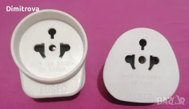  2 бр. адаптер за щепсел от Европа към Англия (EU-UK) с предпазител