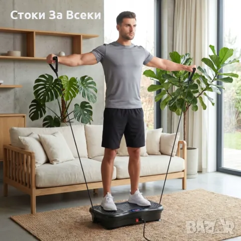 Вибрационна платформа 150W с Bluetooth и ластици, снимка 4 - Фитнес уреди - 55930074