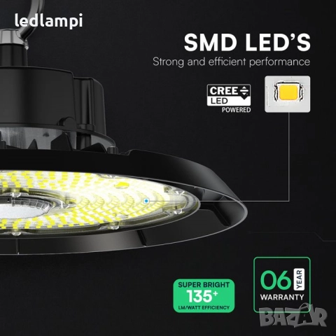 LED Индустриална Камбана 100W CREE Чип 135Lm/W - 6 Години Гаранция Студено Бяла Светлина, снимка 2 - Други - 8536848