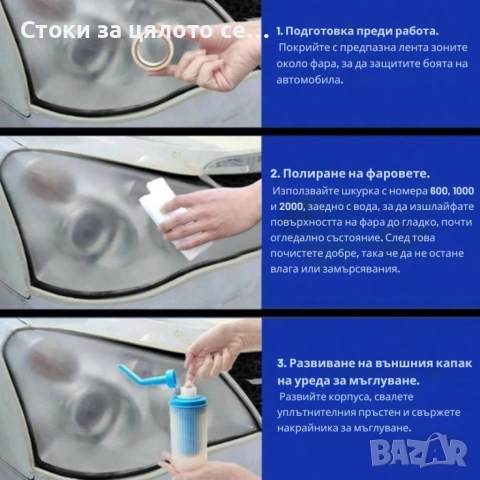 Комплект за нано покритие и възстановяване на фарове, снимка 3 - Аксесоари и консумативи - 54146096
