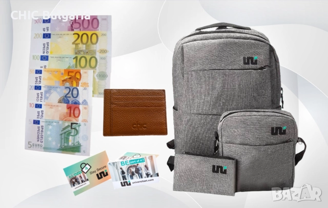 Раница, малка чанта и несесер + портфейл за карти и RFID карти