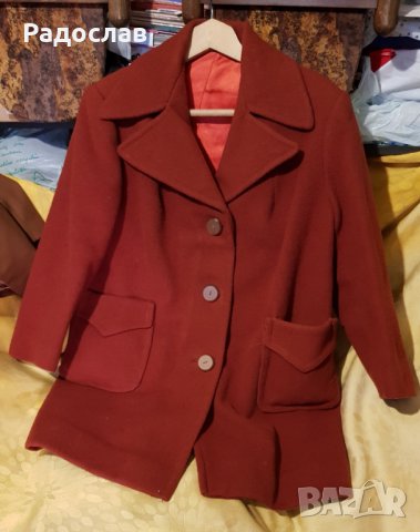 Дебело дамско зимно палто  червено