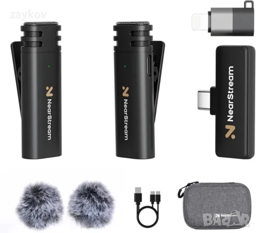 Безжичен петличен микрофон за iPhone, Android таблет, компютър, 2.4G безжичен реверен микрофон, снимка 1