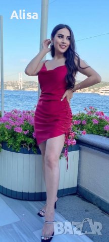 Сатенена розова рокля, снимка 2 - Рокли - 40577625