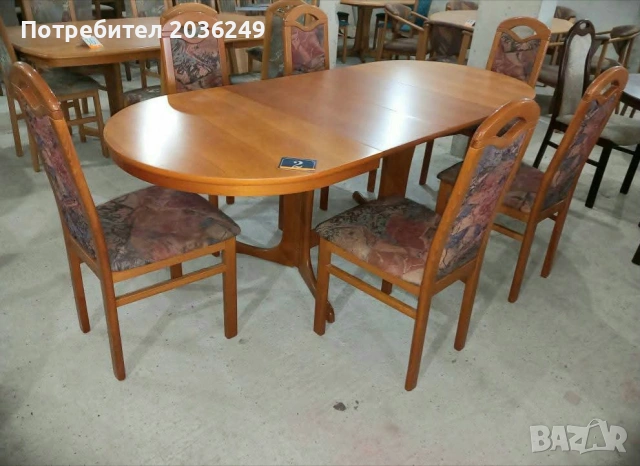 Комплект масивна разтегателна маса с 6 стола- внос