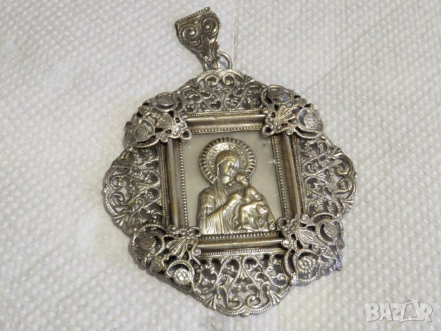 Старинен нагръден знак Богородица с бял седеф - внос ИЗраел, Йерусалим религия, снимка 2 - Антикварни и старинни предмети - 30234624