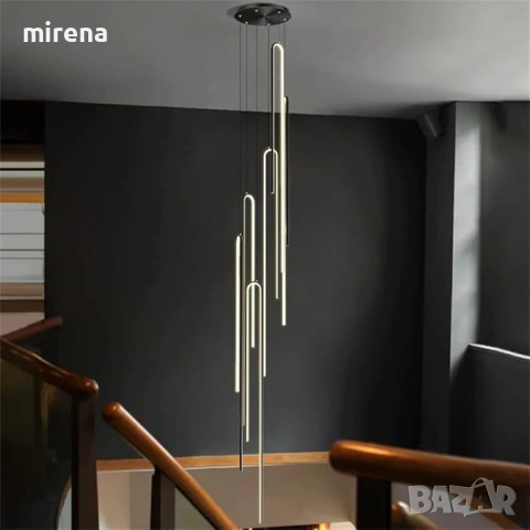 LED ЛЕД геометрична дълга висяща лампа димируема, модерна висяща, снимка 2 - Лампи за таван - 53298311