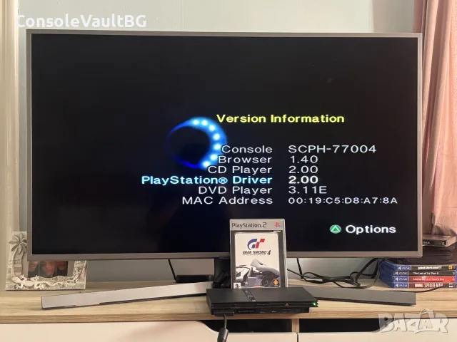 PlayStation 2 Slim SCPH-77004 с кутия, 2 джойстика и GT4, снимка 2 - PlayStation конзоли - 56017119