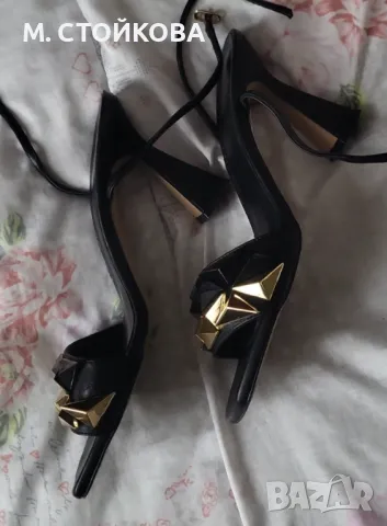италиянски сандали с интересен висок ток, снимка 4 - Сандали - 49798676