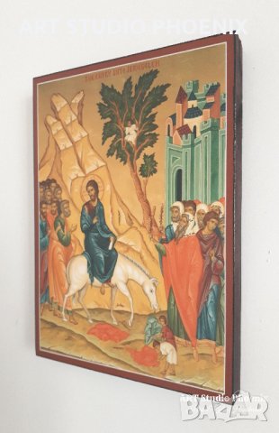 Икона Вход Господен (Цветница) icona Vhod Gospoden (Cvetnica), снимка 3 - Икони - 14434136