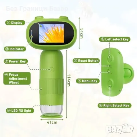 Нов Преносим микроскоп за деца 500-1000X с видео и фото функции, снимка 2 - Образователни игри - 48982327