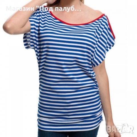 РАЗПРОДАЖБА!!! Нова дамска ефектна моряшка блуза-туника на райе, снимка 13 - Тениски - 30313636