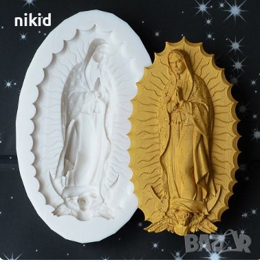 Богородица Дева Мария Молеща голям овал силиконов молд форма фондан гипс шоколад декор украса