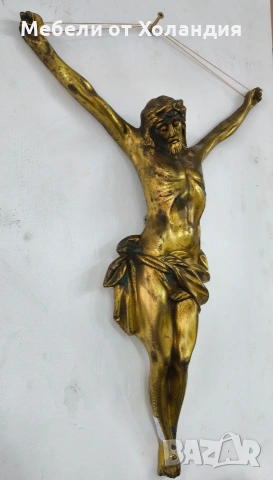 Голямо бронзово разпятие за стена, снимка 2 - Колекции - 53122526