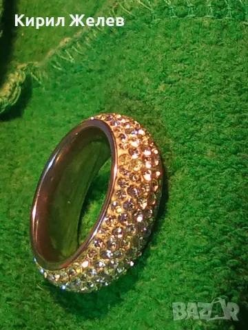 РАЗКОШЕН МОДЕН АРТ ПРЪСТЕН Тип ХАЛКА от БЛАГОРОДНА СТОМАНА ОБСИПАН с ИСКРЯЩИ ФАСЕТ КРИСТАЛИ 43527, снимка 8 - Пръстени - 47131682