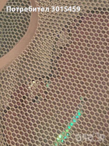 Уникална диско мрежеста блуза със сърце от паети, CASHE , снимка 2 - Тениски - 42651768