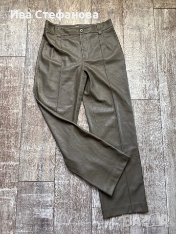 Нов елегантен кожен кожа панталон висока талия Zara zara Зара Р, снимка 2 - Панталони - 43051486