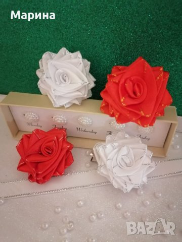 Аксесоари за коса ''Бяла и червена роза'', снимка 5 - Аксесоари за коса - 44457894