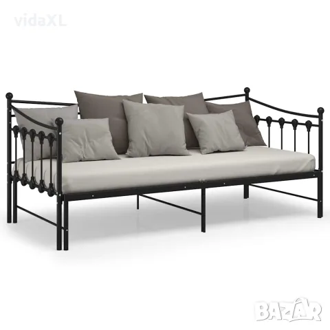 vidaXL Рамка за легло, разтегателен диван, черна, метал, 90x200 см, снимка 5 - Спални и легла - 56146793
