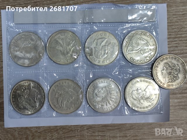 Посребрени реплики на стари долари, снимка 3 - Нумизматика и бонистика - 39607546