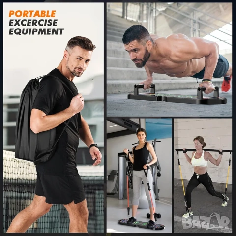 Мултифункционална Фитнес Дъска за лицеви опори с Ластици и Лост, снимка 7 - Фитнес уреди - 53220214