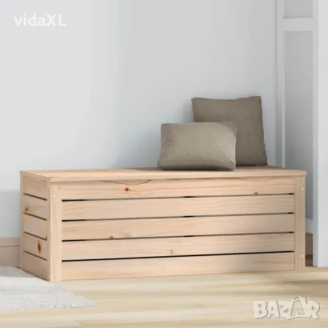 vidaXL Кутия за съхранение, 89x36,5x33 см, борово дърво масив, снимка 3 - Скринове - 56147937