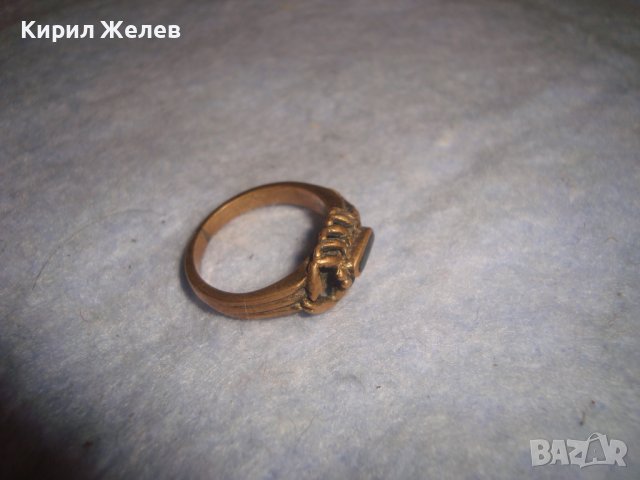 СТАР БРОНЗОВ ФИГУРАЛЕН ЗОДИАКАЛЕН МАЙСТОРСКИ АРТ ПРЪСТЕН ЗОДИЯ СКОРПИОН с ШЛИФОВАН ЧЕРЕН ОНИКС 8474 , снимка 7 - Антикварни и старинни предмети - 37499425