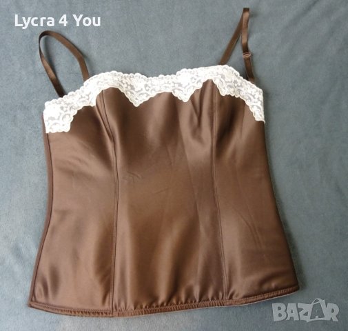 75В лъскав кафяв сатенен корсет 