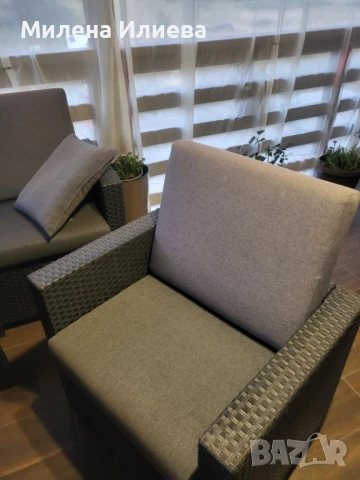 градински комплект 9части техноратан антрацит, снимка 5 - Градински мебели, декорация  - 50970109