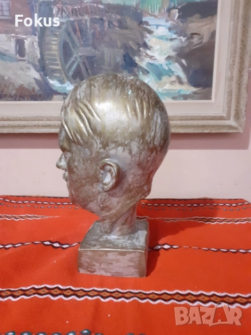 Страхотен бюст на Хитлер от лят бетон с цвят бронз, снимка 3 - Антикварни и старинни предмети - 52528114