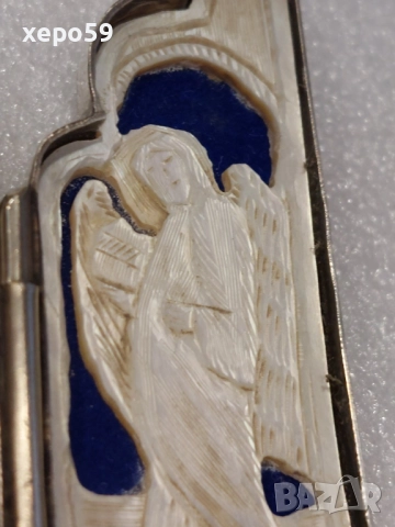 Сребърна икона триптих със седеф/сребро 84 Русия, снимка 8 - Икони - 52583957