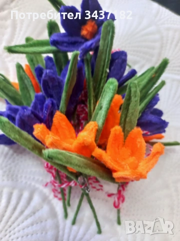 Брошка-мартеница или само брошка, снимка 6 - Изкуствени цветя - 53961366