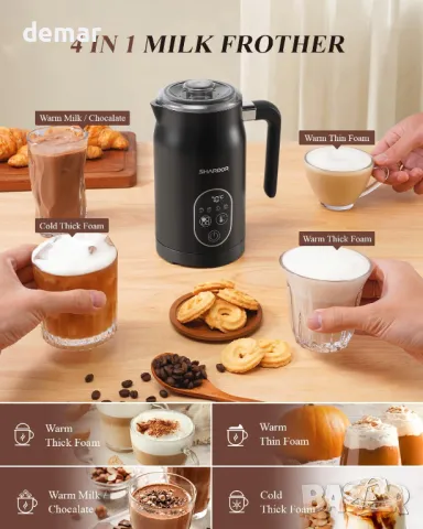 Електрически пенообразувател за мляко SHARDOR, 4 настройки на температурата, 4 в 1 функции, снимка 4 - Други - 49514404
