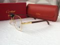 Cartier 2023 прозрачни мъжки слънчеви очила с кожа и дървени дръжки, снимка 11